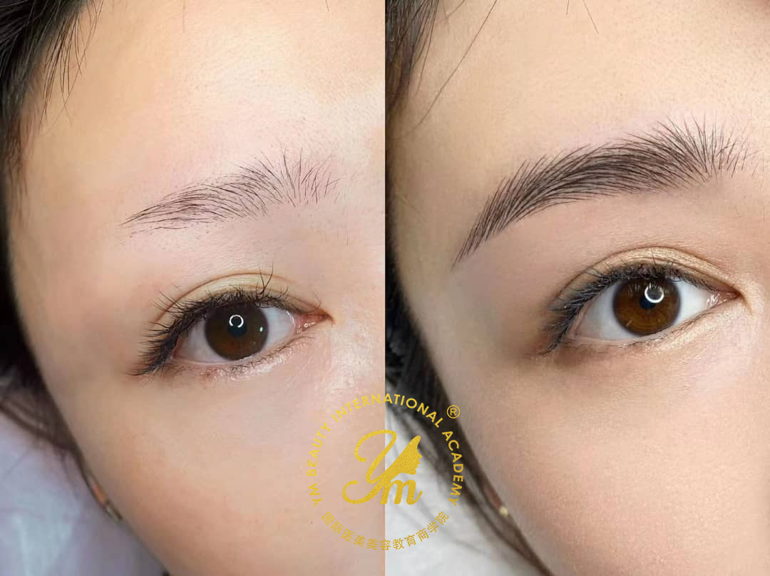 YM Beauty眉峰与眉尾精雕技术对比示意图